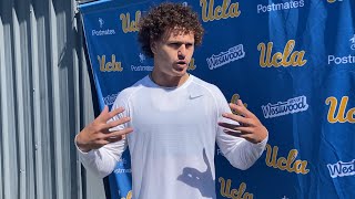 UCLA linebacker Kain Medrano after first day of fall camp 731 [upl. by Ennayehc810]