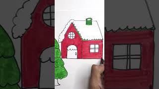 Easy Drawing Snow House christmashouse shortstoday shortsfeed howtodraw art christmasdecor [upl. by Yesnikcm]