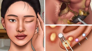 ASMR Care Animation Eye Stone Removal Salivary Gland Stones blackheads  Tata ASMR [upl. by Laband]