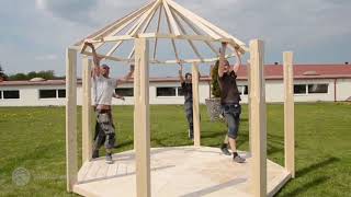 Wooden Garden Gazebo KIT Assembly  MARCO [upl. by Ahsenik]