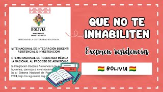 Todo sobre la CONVOCATORIA al examen de RESIDENCIA MEDICA BOLIVIA 🇧🇴  detalles tips y preguntas [upl. by Neelya846]