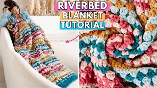 The Beautiful Crochet Riverbed Blanket Chunky Version – Tutorial [upl. by Refennej]