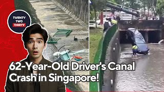 Dramatic Rescue Womans Car Plunges Into Canal in Bukit Batok [upl. by Season855]