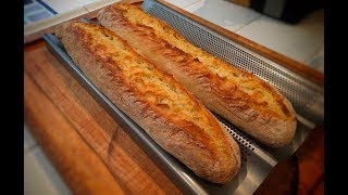 No Knead French Style Baguettes long proof better bread [upl. by Linc]