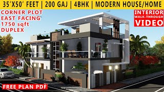 35 x 50 FEET HOUSE PLAN  4BHK BUNGALOW  200 GAJ  1750 SQUARE FEET HOUSE PLAN  DUPLEX DESIGN [upl. by Yeaton958]