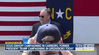 Second Gentleman campaigning in Carrboro Tuesday as Trump rallies in Greensboro [upl. by Trevah]