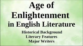 Age of Enlightenment in English Literature  Historical Background Literary Features Major Writers [upl. by Thibaut260]