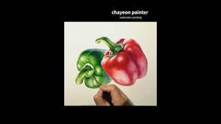 기초수채화 피망 수채화 채색 정물 수채화 Red amp Green pepper watercolor painting stilllifeshorts [upl. by Hicks]