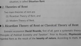 Ricardian Theory of Rent Bcom 2nd Semester Full explanation in hindi [upl. by Tnek]