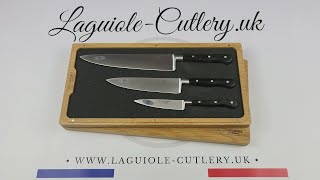 Laguiole Kitchen Knives  Set of 3  Ebony wood handle [upl. by Ehsom]