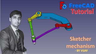 FreeCAD Tutorial  How to make a Sketcher mechanism  By Vijay freecad cad 3dmodeling design [upl. by Lanita]