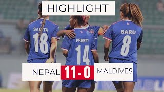 NEPAL 11 vs 0 MALDIVES gols of highlights saff womens championship 2024 nepal won the match [upl. by Ayocat]