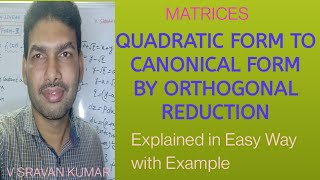 QUADRATIC FORM TO CANONICAL FORM IN TELUGU [upl. by Aicxela568]