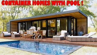 40ft shipping container house with swimming pool  Small house fully furnished with modern furniture [upl. by Ameen]