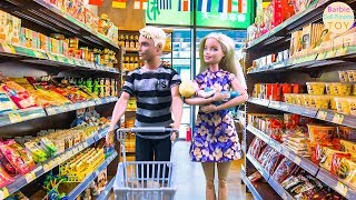 Barbie and Ken bring a baby to the supermarket to buy a milk toy story [upl. by Aneehsyt]