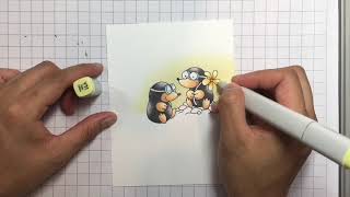 Clearly Besotted Mischievous Mole Copic Colouring Tutorial [upl. by Nnaxor]