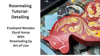 Rosemaling Tutorial Detailing Freehand Wood Fjord horse Cont with Lise Lorentzen  ASMR Painting [upl. by Yoho]