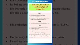 Chloroform bromoform and Iodoform  physical properties  test for chloroform [upl. by Ebbarta]