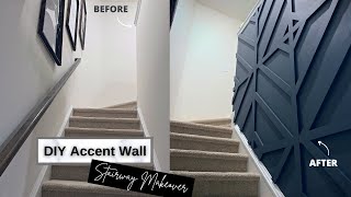 NEW DIY Accent Wall  Modern Accent Wall  2022 Stairway Makeover [upl. by Ebeohp]