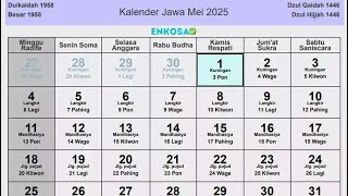 Kalender Jawa Mei 2025 Lengkap Hari Baik [upl. by Adala915]