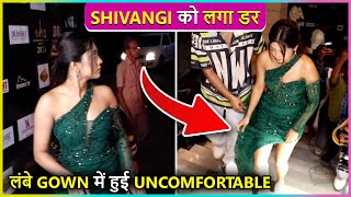 Shivangi Joshi Gets Scared FLAUNTS Long Gown Looks Uncomfortable While Walking [upl. by Borras]