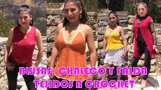 BLUSAS CHALECO Y FALDA TEJIDOS A CROCHET [upl. by Linders180]