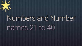 learn Numbers and Number names 21 to 40 part 2 [upl. by Anul]