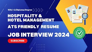 Hotel amp Hospitality jobs 🔥 Latest Job Vacancies amp ATSFriendly Resume Tips 🚀 [upl. by Ak]