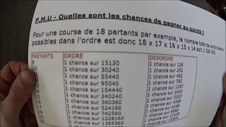 Quelle sont les chances de gagner au PMU quinté Par ordre et désordre [upl. by Galven]