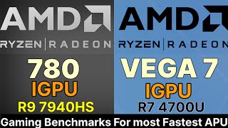 780M RDNA 3 VS 680M RDNA 2 VS VEGA 7 VS GEFORCE MX 450 7940HS IGPU VS R7 4700U WHO IS FASTEST APU [upl. by Kelci992]