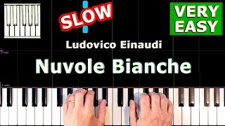 Einaudi  Nuvole Bianche  Piano Tutorial Easy SLOW [upl. by Clement]