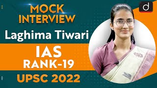 Laghima Tiwari Rank 19  UPSC CSE 2022  English Medium  Mock Interview  Drishti IAS English [upl. by Lowson523]