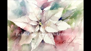 WatercolorAquarela Demo  White Poinsettia [upl. by Aneeuqahs]