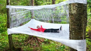 I Survived 50 Hours In a GIANT Plastic Wrap Tent [upl. by Stamata]