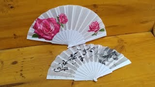 Abanicos personalizados con Decoupage y stencil casero [upl. by Eiramnna]