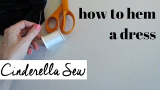 How to hem a dress  No sewing machine  Hand sewing hemming tutorial  Easy way to hem clothing DIY [upl. by Annoval]