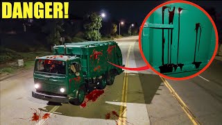 IF YOU SEE BLOOD ON A GARBAGE TRUCK CALL FOR HELP FAST we got TRAPPED [upl. by Tory]