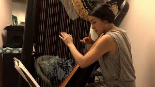 JSBach 9 Preludes No5 in F BWV 928 Harp arr H Renie PPP 1 [upl. by Nhguaval560]