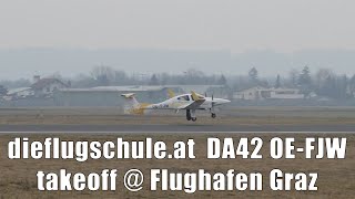 dieflugschuleat DA42 Twin Star takeoff  Flughafen Graz  OEFJW [upl. by Holihs]