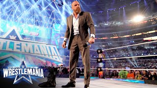 Triple H leaves his boots in the ring WrestleMania 38 WWE Network Exclusive [upl. by Zantos]