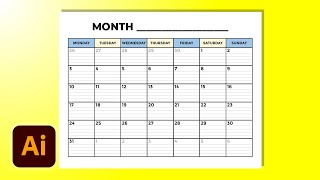 Create A Blank Calendar Template Printable In Illustrator CC In Minutes [upl. by Notned]
