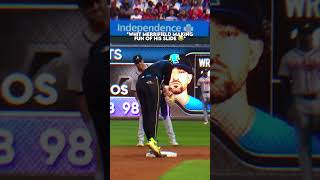 Whit Merrifield amp Bryce Harper Share A Hilarious Moment 😂 shorts [upl. by Kerad]