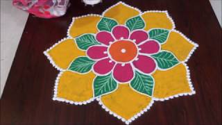 simple and easy rangoli design II free hand kolam II sankranthi muggulu [upl. by Nimar]