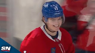 Canadiens Cole Caufield Fires Wicked Wrist Shot To Find The Top Corner [upl. by Noffihc]