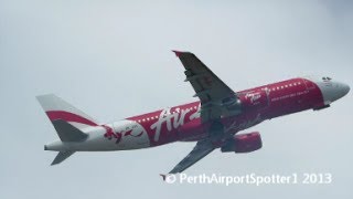 Indonesia AirAsia Airbus A320  Taking Off at Perth Airport PER  YPPH [upl. by Lettie]