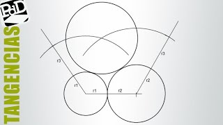 Trazar 3 circunferencias tangentes conocidos sus radios [upl. by Bomke]
