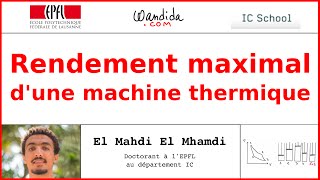 Rendement maximal dune machine thermique  El Mahdi El Mhamdi [upl. by Lovash]