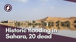 Flooding catastrophe strikes Sahara 20 casualties as unusual rains drench region [upl. by Tarttan]