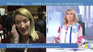 Myrta Merlino intervista la Presidente del Parlamento Europeo Roberta Metsola quotQuesta è una [upl. by Tomchay249]