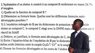 Exercice Type Bac   Chimie Organique  Hydratation dun Alcène en Alcool pour le Bac 2024 en CI [upl. by Ateekal768]